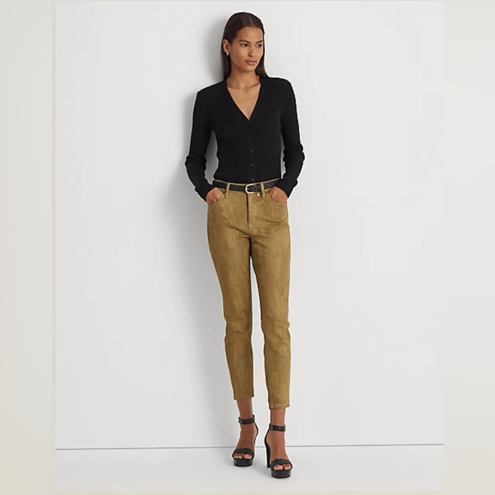 Ralph Lauren Metallic High-Rise Skinny Ankle Jean